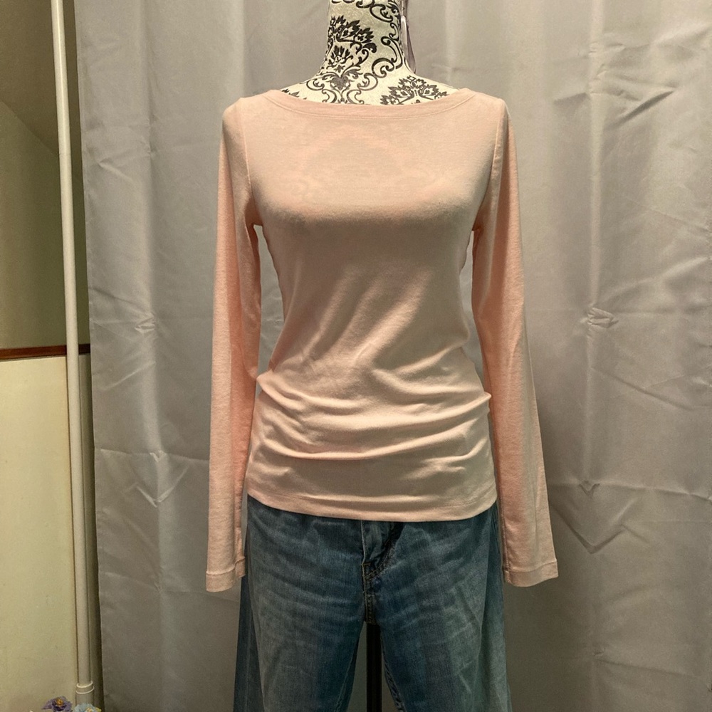 GAP Modern Boatneck T-Shirt - Long Sleeve (S) Ballet Pink